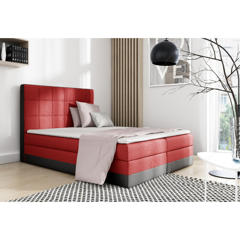 Dvojlôžko s matracom a roštom Sandy červené, čierne 160 + topper zdarma