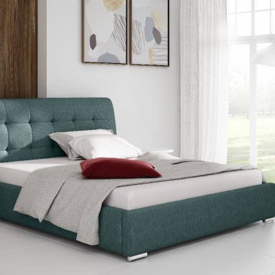 Moderná čalúnená posteľ Evelyn s úložným priestorom modrá 160 x 200