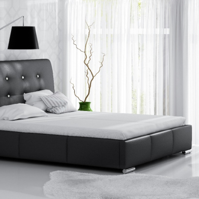 Elegantná posteľ Donna s úložným priestorom čierna eko koža 160 x 200
