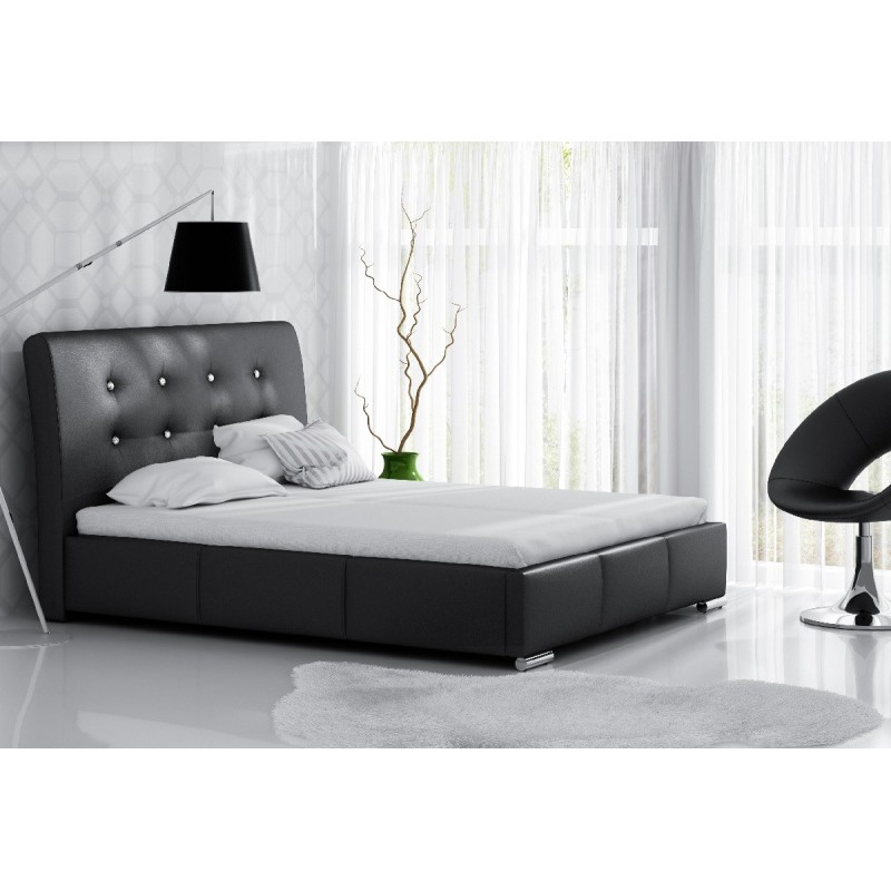 Elegantná posteľ Donna s úložným priestorom čierna eko koža 160 x 200