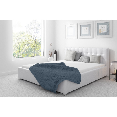 Čalúnená posteľ Soffio s úložným priestorom biela eko koža 180 x 200