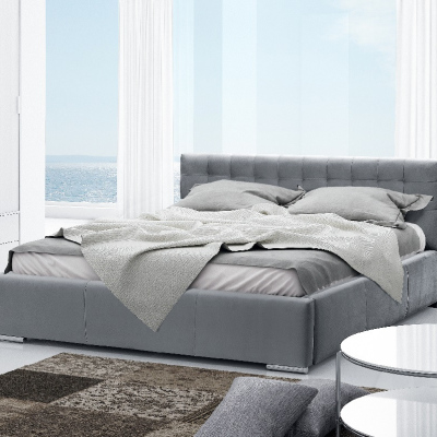 Čalúnená posteľ Soffio s úložným priestorom šedá 200 x 200