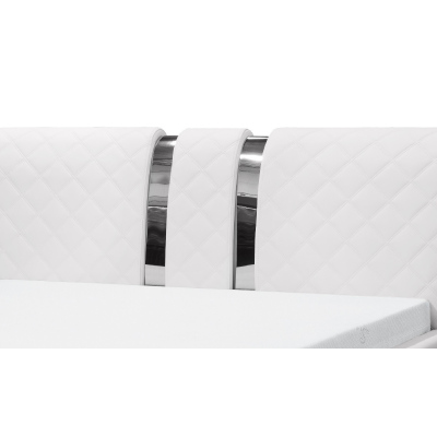 Luxusné čalúnené jednolôžko LUKA s vysokým čelom a úložným priestorom biela eko koža 140x200