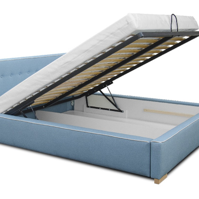 Čalúnená posteľ Ingrid s úložným priestorom fialová 200 x 200