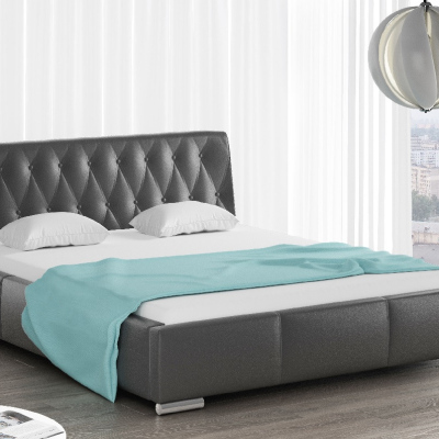 Čalúnená posteľ Romana s vysokým čelom a úložným priestorom čierna eko koža 200x200