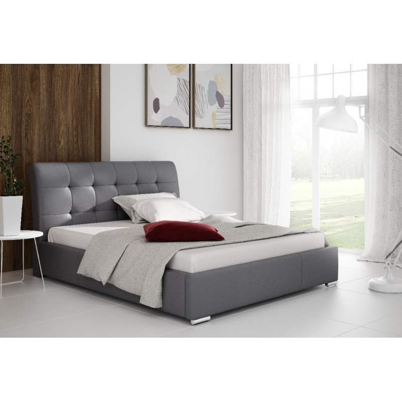 Moderná čalúnená posteľ Evelyn s úložným priestororm šedá eko koža 160 x 200