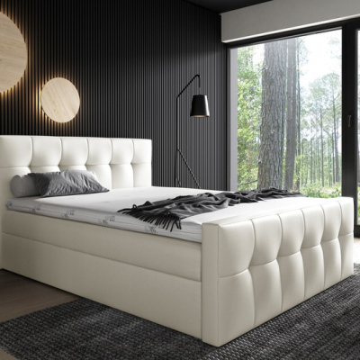 Čalúnená posteľ Maxim 160x200, béžová eko koža + TOPPER