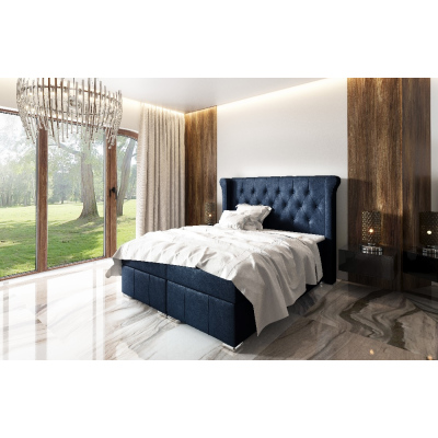 Elegantná čalúnená posteľ Maximo 140x200, modrá + TOPPER