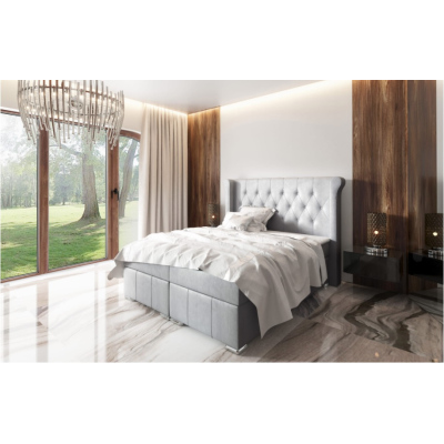 Elegantná čalúnená posteľ Maximo 200x200, šedá + TOPPER