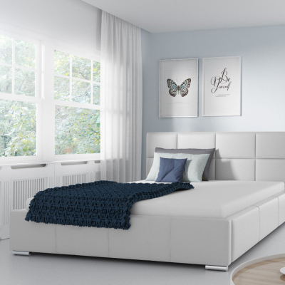 Jednoduchá posteľ Marion  120x200, biela eko koža
