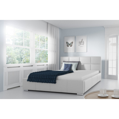 Jednoduchá posteľ Marion  120x200, biela eko koža