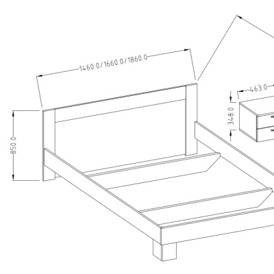 Posteľ s nočnými stolíkmi BEATA 160x200, dub Monastery