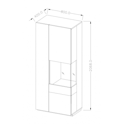 Elegantná vitrína SHADI pravá, biela / dub wotan