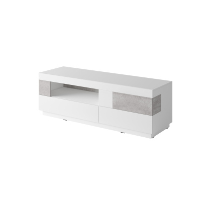 Jednoduchý televízny stolík SHADI, biela / betón