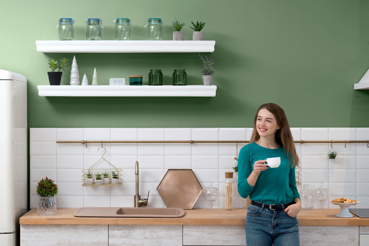 Zelená stena priestor kuchyne príjemne osvieži